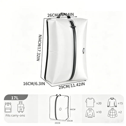 Sac compression voyage CompressVac 17L étanche IP67 avec vêtements compressés