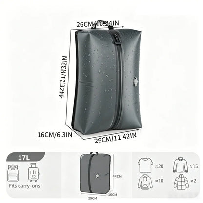 Sac compression voyage CompressVac 17L étanche IP67 avec vêtements compressés