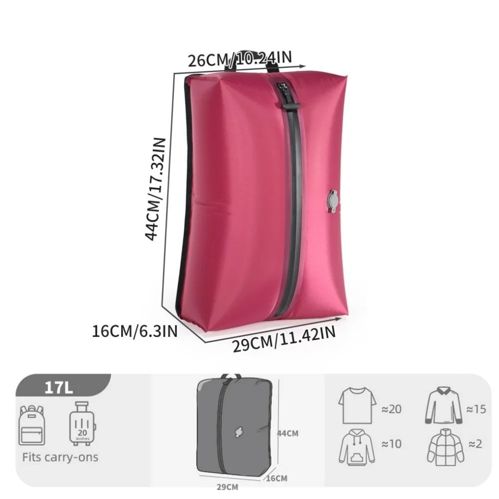 Sac compression voyage CompressVac 17L étanche IP67 avec vêtements compressés