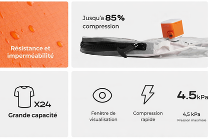 Sac de compression voyage compatible avec une pression maximale de 4-5 kPa pour une compression optimale