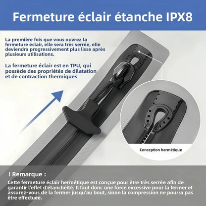 Sac compression voyage VacoPump 17L blanc avec pompe électrique à côté