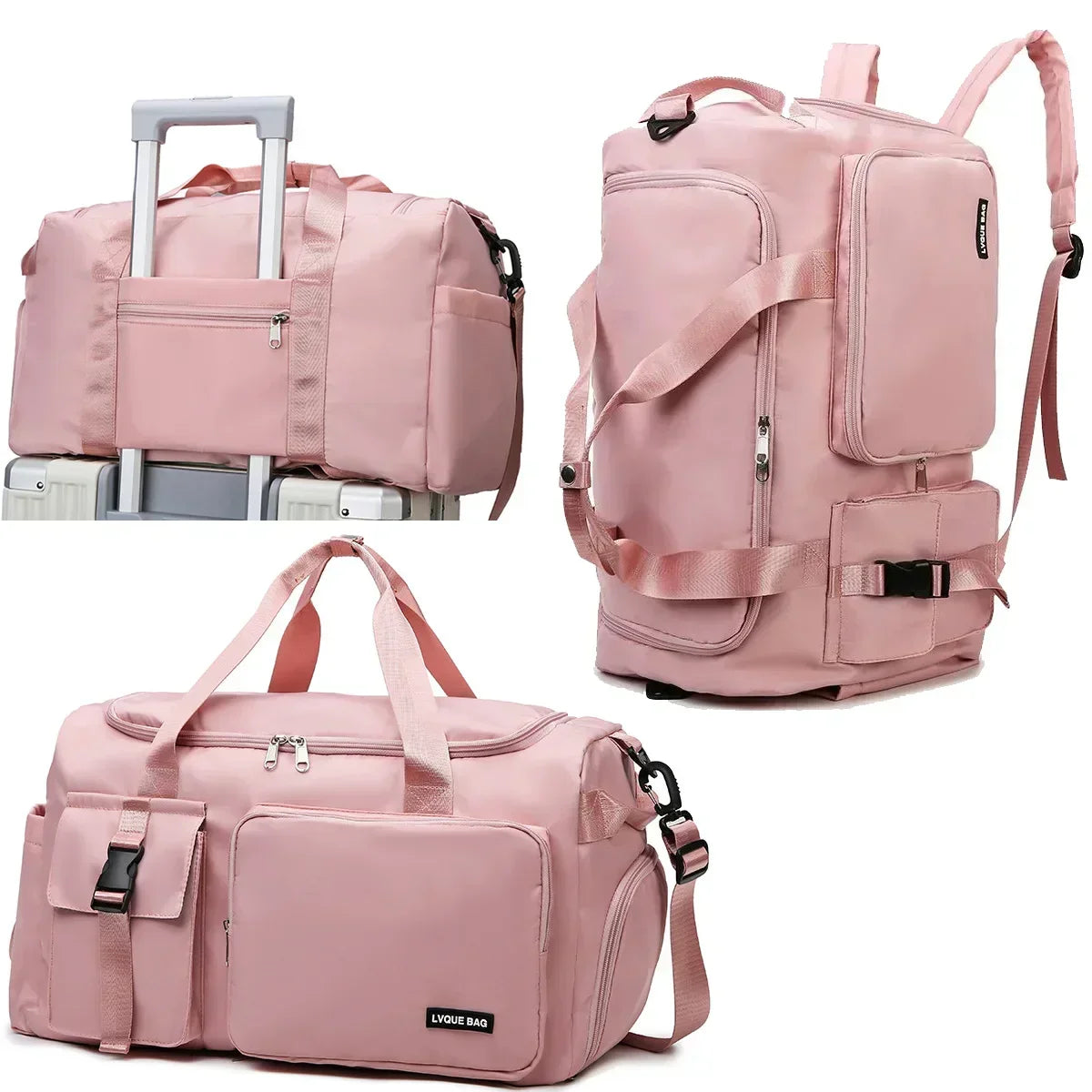 Le sac de sport femme Nuvoria™ se distingue par son design élégant et fonctionnel. Conçu en nylon imperméable, il protège vos affaires dans toutes les conditions. Son compartiment à chaussures ventilé garde vos baskets séparées et fraîches. Avec son grand espace principal, il accueille facilement vêtements, serviette et accessoires. Grâce à son manchon trolley intégré, il devient un parfait sac de voyage week-end. Ses poches zippées latérales permettent une organisation impeccable au quotidien. 