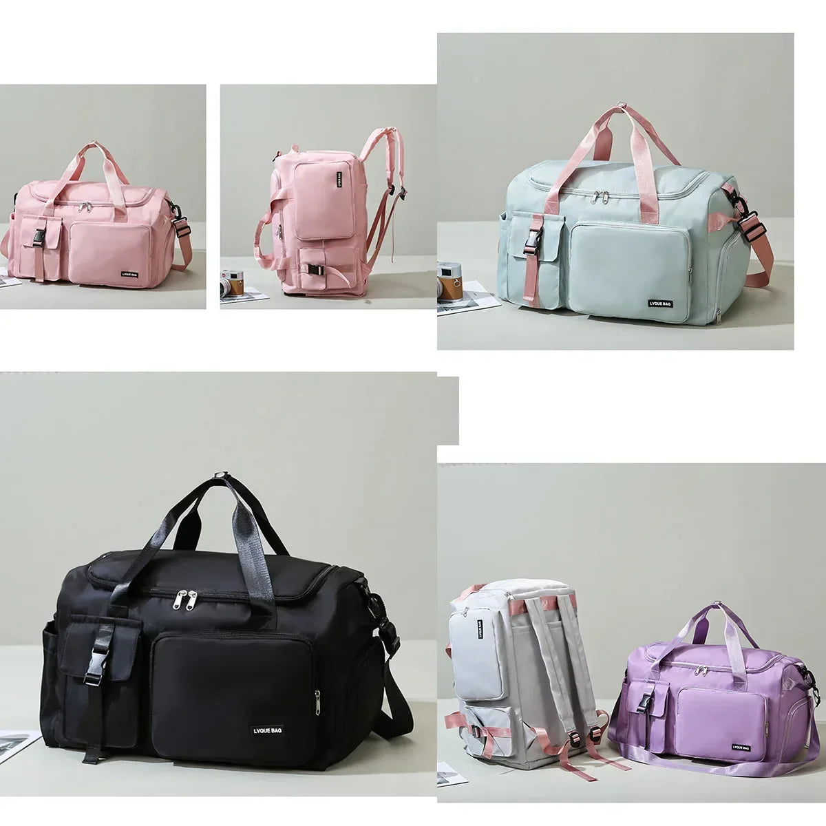 Le sac de sport femme Nuvoria™ se distingue par son design élégant et fonctionnel. Conçu en nylon imperméable, il protège vos affaires dans toutes les conditions. Son compartiment à chaussures ventilé garde vos baskets séparées et fraîches. Avec son grand espace principal, il accueille facilement vêtements, serviette et accessoires. Grâce à son manchon trolley intégré, il devient un parfait sac de voyage week-end. Ses poches zippées latérales permettent une organisation impeccable au quotidien. 