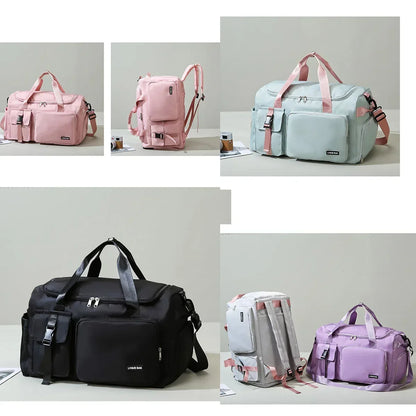 Le sac de sport femme Nuvoria™ se distingue par son design élégant et fonctionnel. Conçu en nylon imperméable, il protège vos affaires dans toutes les conditions. Son compartiment à chaussures ventilé garde vos baskets séparées et fraîches. Avec son grand espace principal, il accueille facilement vêtements, serviette et accessoires. Grâce à son manchon trolley intégré, il devient un parfait sac de voyage week-end. Ses poches zippées latérales permettent une organisation impeccable au quotidien. 