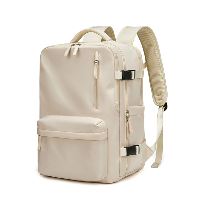 Sac de voyage à dos avec grande ouverture et compartiments organisés, sac à dos de voyage extensible pour avion, variante bleu leger