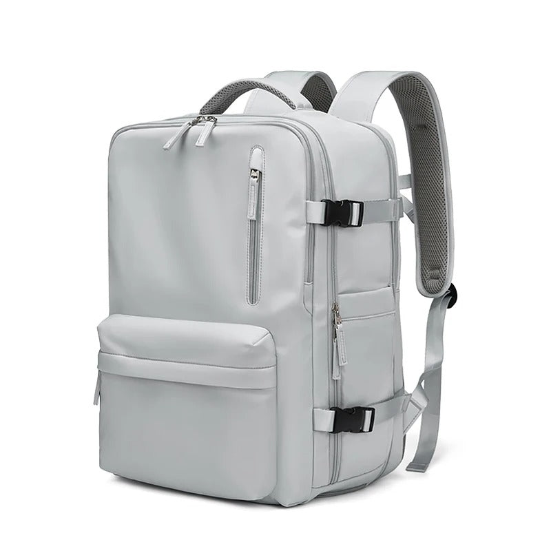 Sac de voyage à dos avec grande ouverture et compartiments organisés, sac à dos de voyage extensible pour avion, variante bleu leger