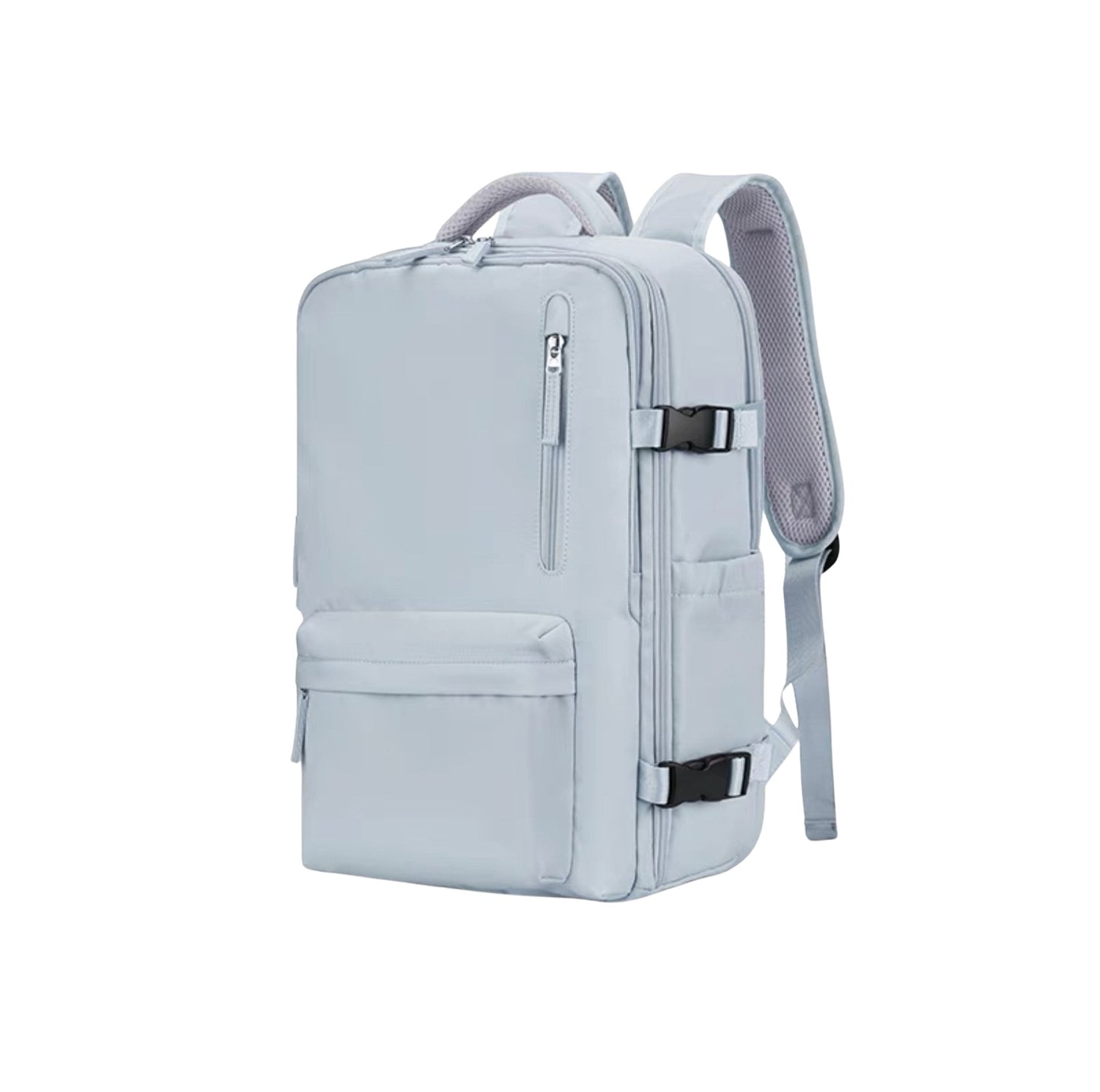 Sac de voyage à dos avec grande ouverture et compartiments organisés, sac à dos de voyage extensible pour avion, variante bleu leger