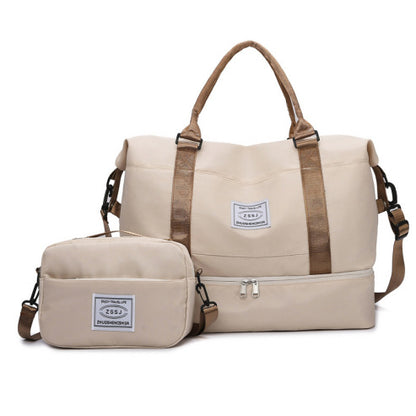 Sac de voyage cabine FlexCarry Duo beige avec petite trousse, bagage cabine organisé