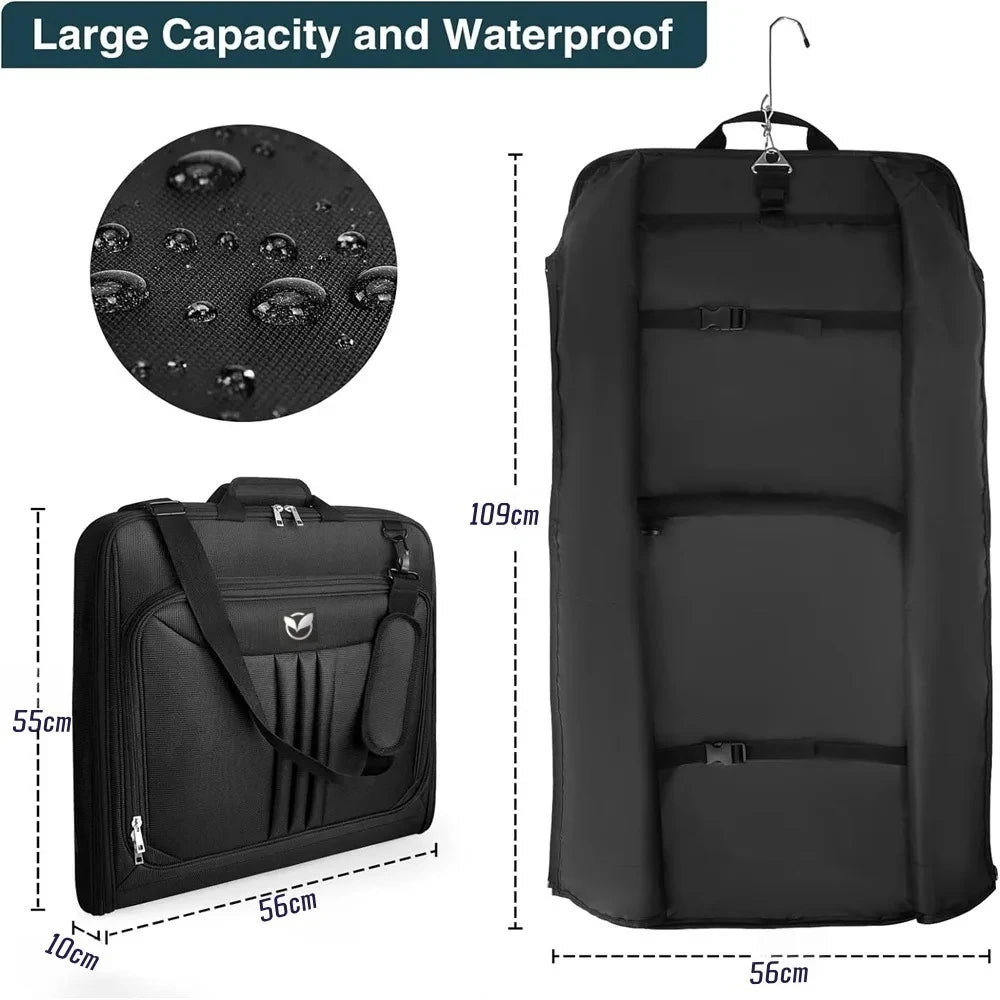 sac de voyage costume anti-froisse suspendu, dimensions 109x56cm ouvert, rangement valise cabine étanche