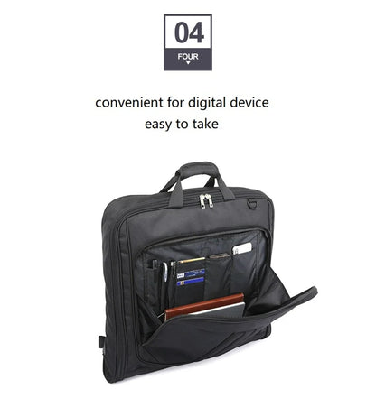 sac de voyage costume anti-froisse suspendu avec poche ouverte pour accessoires électroniques