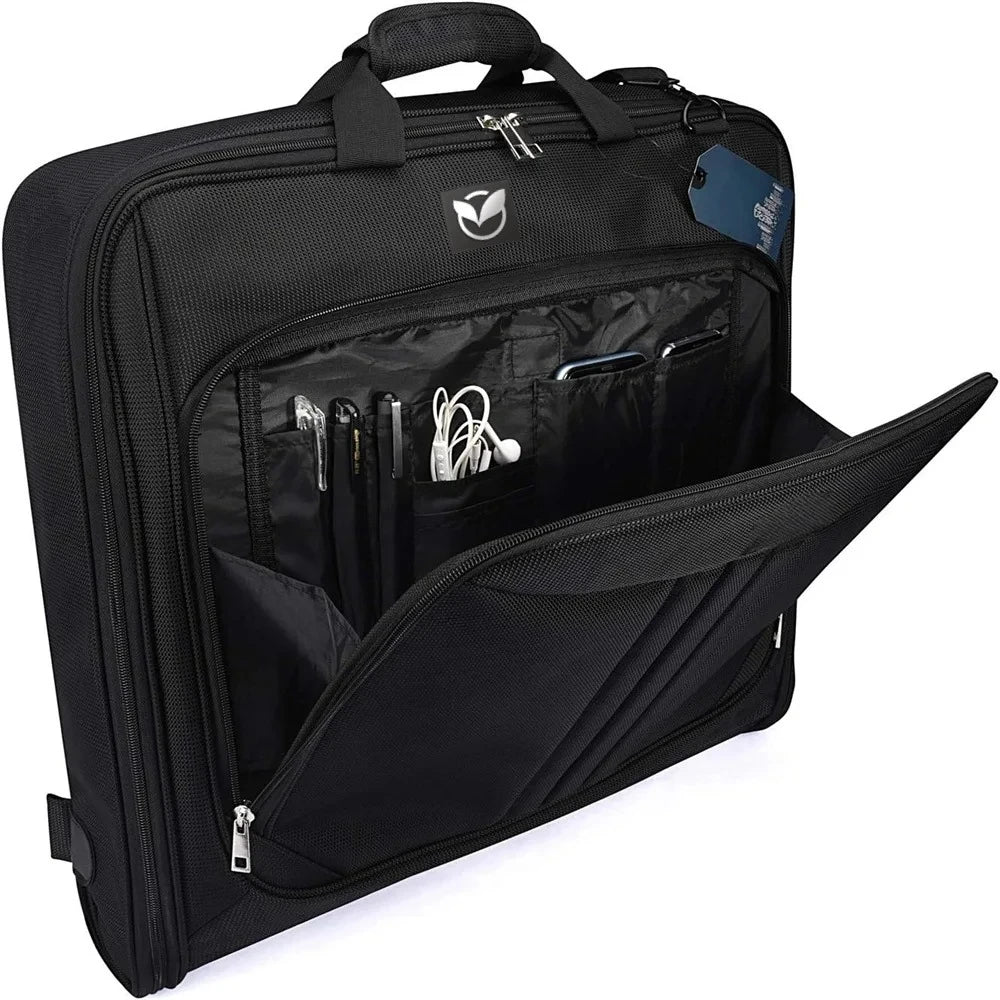 sac de voyage costume anti-froisse suspendu noir avec grande poche avant organisée