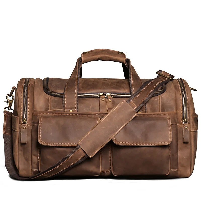 sac de voyage cuir homme en cuir véritable de vache pleine fleur finition crazy horse, sac de voyage vintage marron et noir pour homme, sac week-end cuir souple style duffle bag, sac de voyage homme bandoulière et porté main, sac de sport cuir élégant gym et déplacements professionnels, sac business voyage cuir premium, sac de voyage cuir robuste pour court séjour, sac homme cuir grande capacité doublure textile résistante, sac de voyage cuir authentique style rétro, travel bag leather men crazy horse cow l