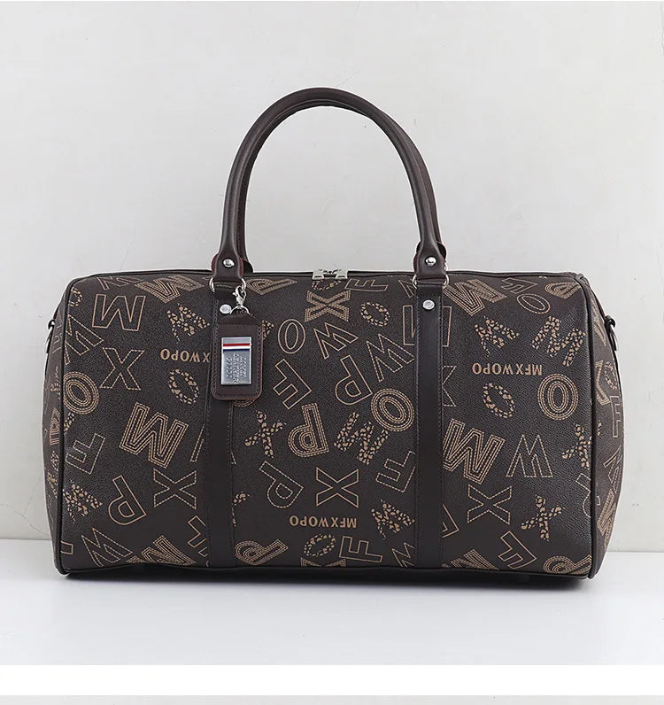 Sac de voyage business imprimé géométrique en PU premium, sac de voyage élégant homme femme pour déplacements professionnels