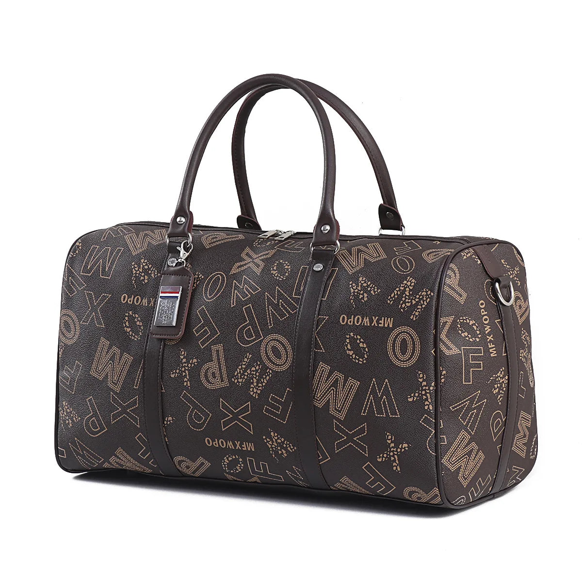 Sac de voyage business imprimé géométrique en PU premium, sac de voyage élégant homme femme pour déplacements professionnels