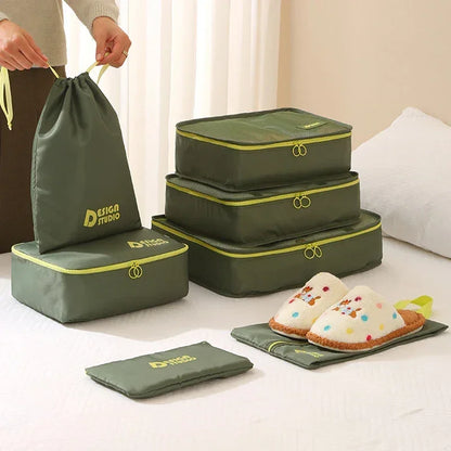 sac organisateur de valise multicompartiments vert pour voyage, rangement bagages
