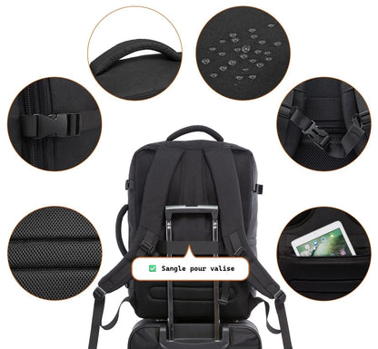 Sac valise cabine extensible homme 40L imperméable avec cubes de rangement inclus caracterestiques techniques