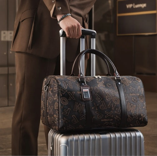 Sac de voyage business imprimé géométrique en PU premium, sac de voyage élégant homme femme pour déplacements professionnels