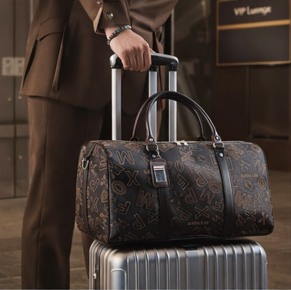 Sac de voyage business imprimé géométrique en PU premium, sac de voyage élégant homme femme pour déplacements professionnels