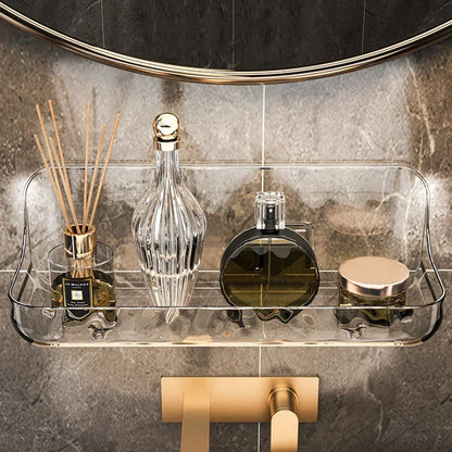 Étagère murale design LumiRack™ – élégante, sans perçage, en acrylique transparent. Sublimez salle de bain et maison avec style et praticité.