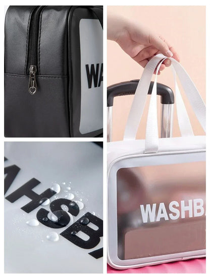 Découvrez la trousse de maquillage transparente DualClear™, l'accessoire essentiel pour les femmes modernes et maquilleurs professionnels à la recherche d'une trousse de maquillage transparente avec séparation sèche et humide intelligente pour protéger produits cosmétiques des éclaboussures, une trousse de maquillage transparente design élégant haute visibilité pour localiser essentiels beauté en un clin d'œil sans fouiller, une trousse de maquillage transparente grande capacité pour pinceaux palettes soins
