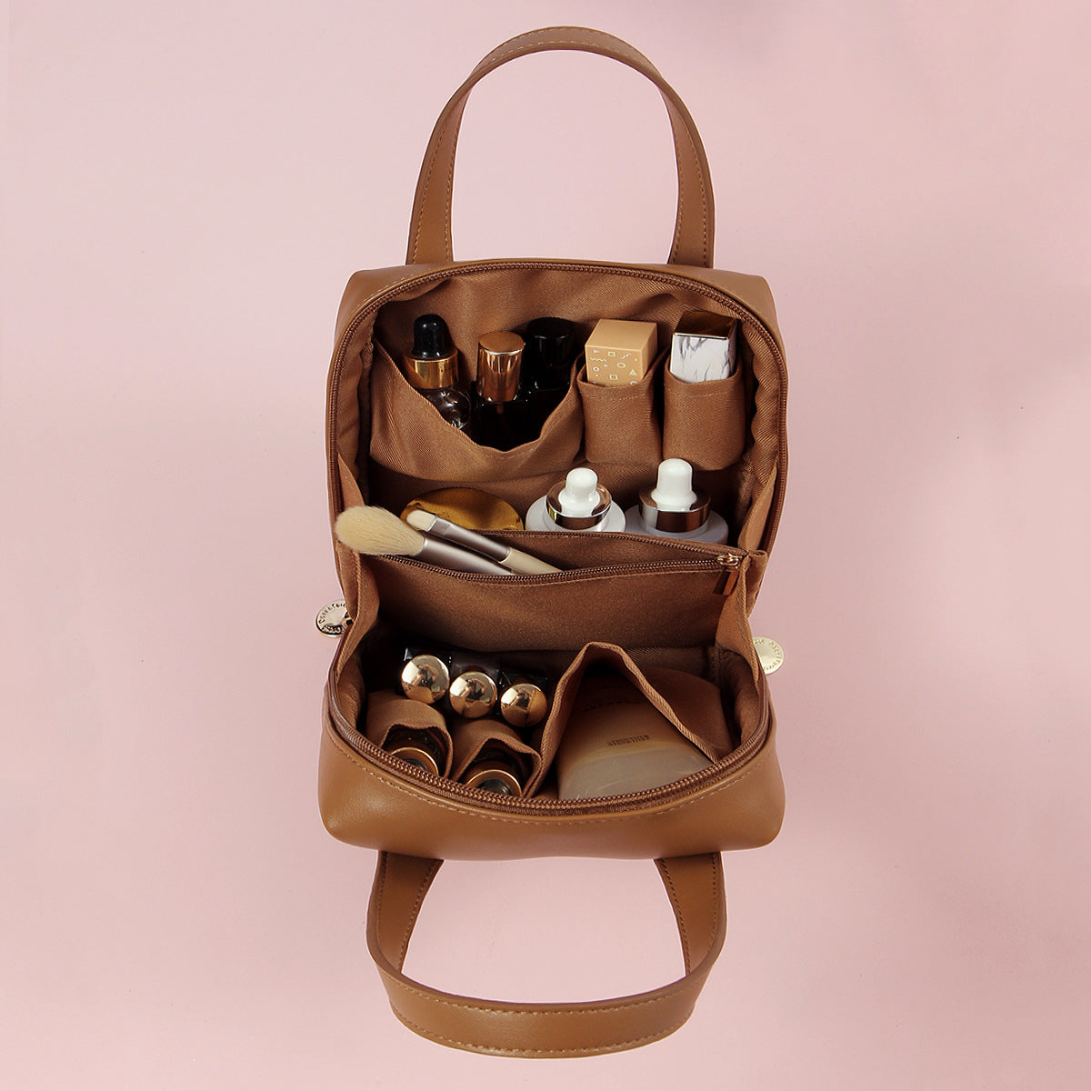 trousse de toilette voyage elegante et compacte en cuir PU disponible en plusieurs coloris pour organisation cabine