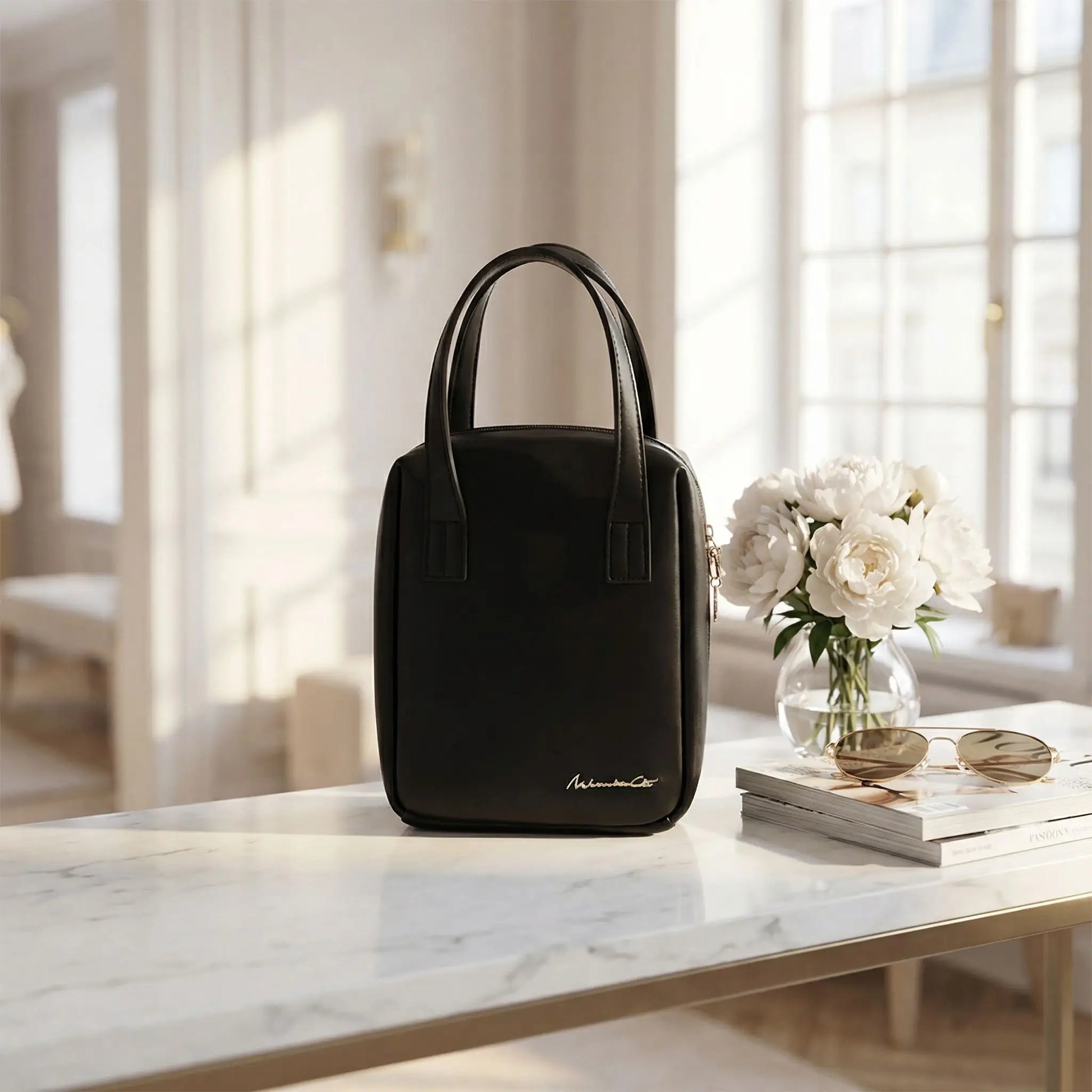 trousse de toilette voyage elegante et compacte en cuir PU disponible en plusieurs coloris pour organisation cabine