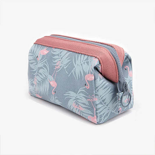 trousse de toilette voyage flamant rose en canvas etanche format compact 19x13x9 cm compatible bagage cabine avion