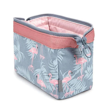 trousse de toilette voyage flamant rose en canvas etanche format compact 19x13x9 cm compatible bagage cabine avion, large capacite