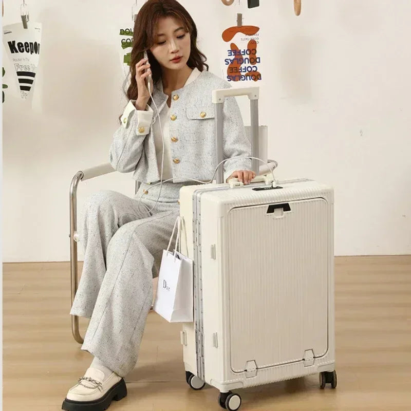 Valise cabine 20 pouces à ouverture frontale avec cadre aluminium et port USB | AirFrame Pro™