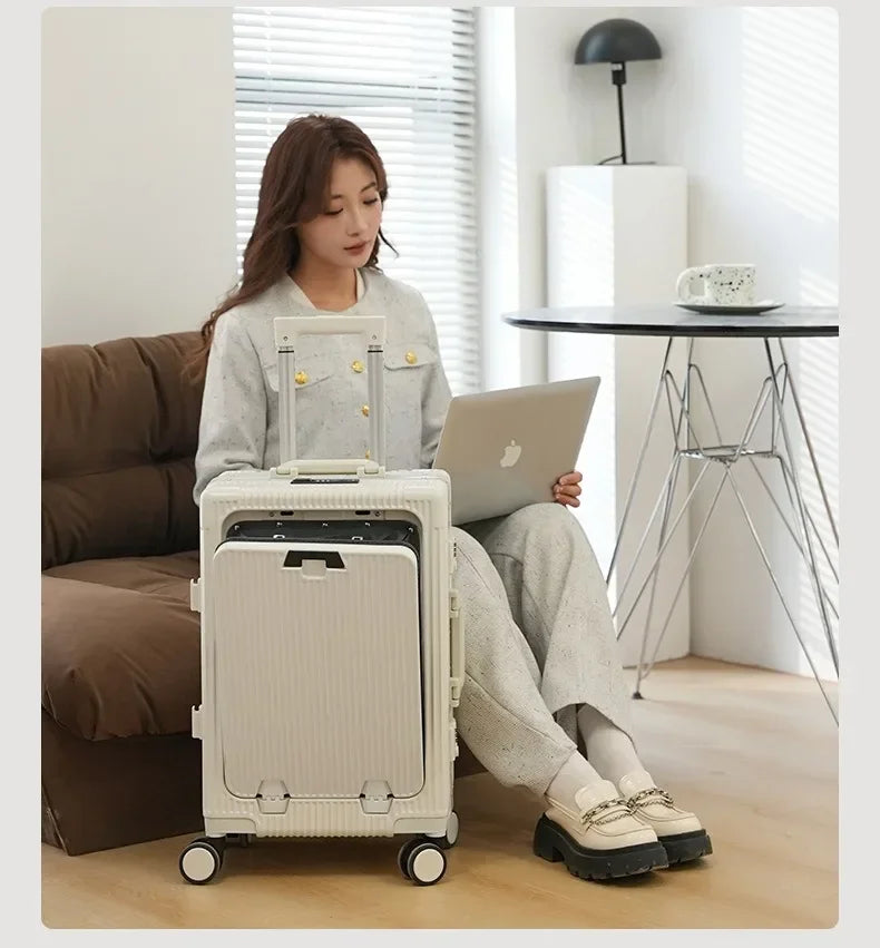 Valise cabine 20 pouces à ouverture frontale avec cadre aluminium et port USB | AirFrame Pro™