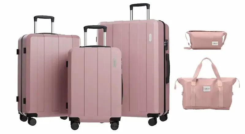 valise cabine Kittravel5 rose rigide hybride avec set de rangement, bagages organiseur voyage
