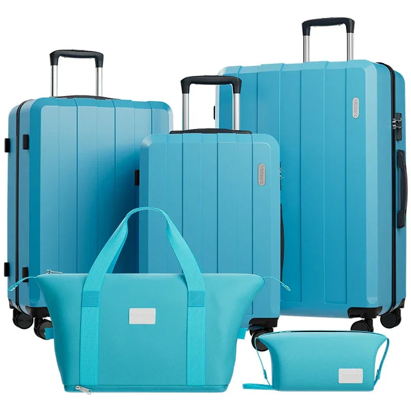 Ensemble valise cabine KitTravel5 bleu ciel, bagages famille organisés, rangement voyage