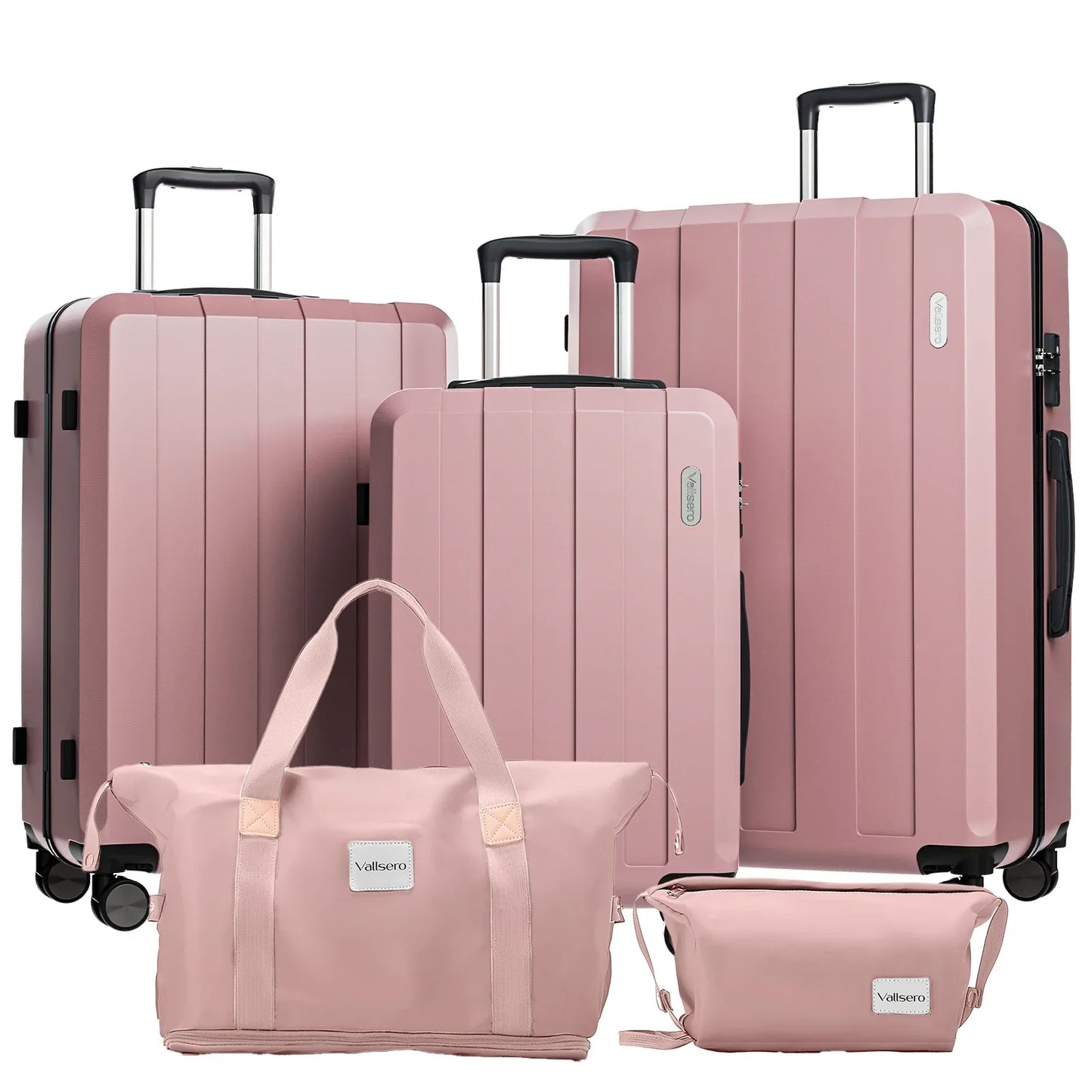Valise cabine Kittravel5 ensemble bagages famille rose, set de valises rigides et sacs voyage