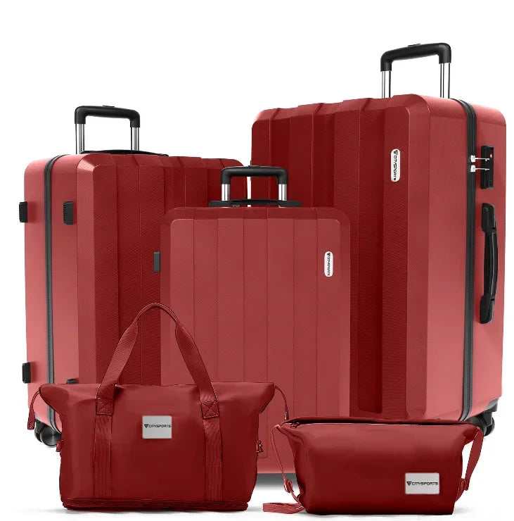 ensemble valises cabine kittravel5 rouge, bagages famille organisés, rangement voyage pratique