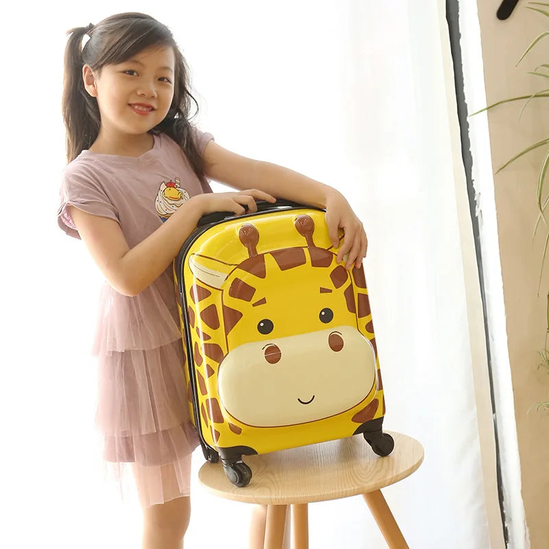 valise enfant 18 pouces a roulettes en abs coque rigide bagage enfant cabine theme animal 3d mignon pour voyage enfant vacances etudiant